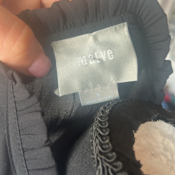 Anthropologie Maeve Black Cotton Cold Shoulder Long Sleeve Blouse Small - Picture 10 of 10